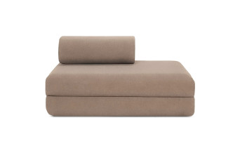 Canapé droit convertible et modulable 2 places - Tissu lisse - Marron