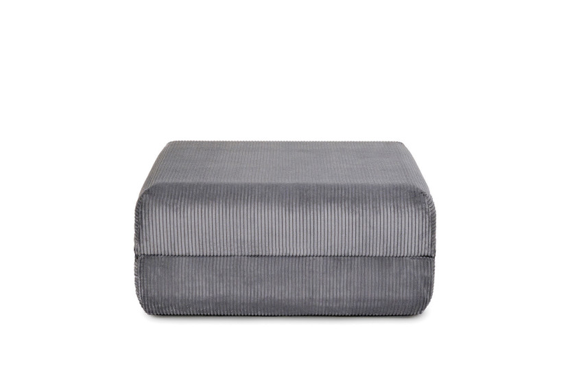 Pouf convertible et modulable - Velours côtelé - Gris