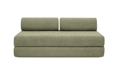 Canapé d'angle 4 places - 2 modules convertibles : Canapé 3 places + Pouf - Tissu tweed Vert