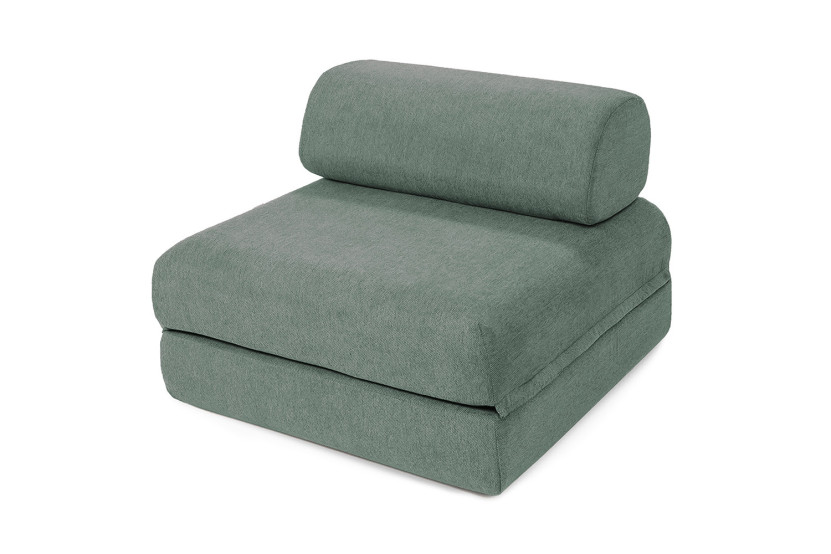 Canapé droit convertible 3 places - Tissu lisse - Vert