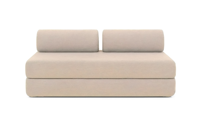 Canapé d'angle convertible 6 places - Tissu lisse - Beige