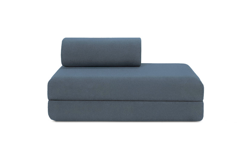 Canapé droit convertible 5 places - Tissu lisse - Bleu