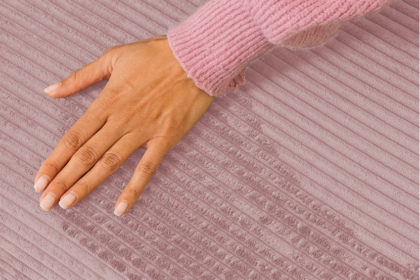 Méridienne convertible et modulable - Velours côtelé - Rose pâle