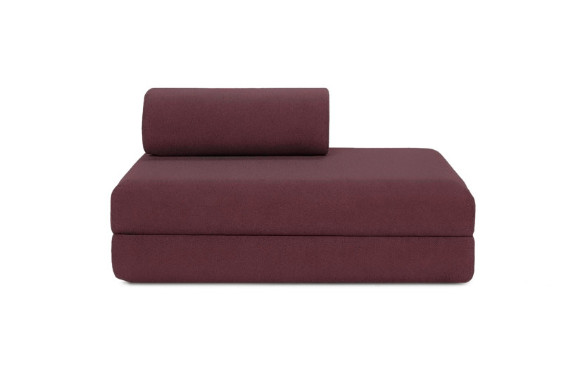 Canapé droit convertible 3 places - Tissu lisse - Rouge