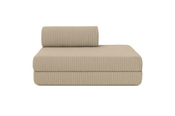 Canapé droit convertible et modulable 2 places - Velours côtelé XL - Taupe