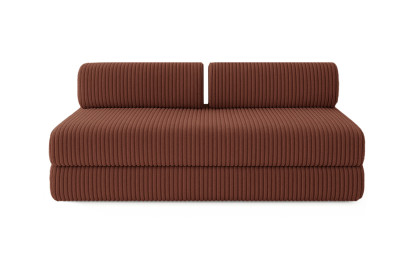 Canapé d'angle 6 places - 3 modules convertibles : Canapé 3 places + Fauteuil + Pouf - Velours côtelé XL Terracotta