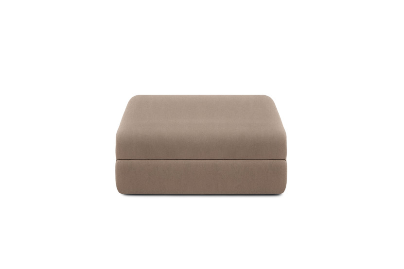 Pouf convertible et modulable - Tissu lisse - Marron