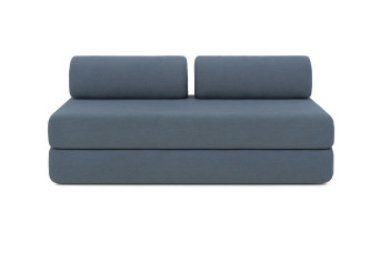 Canapé droit convertible 3 places - Tissu lisse - Bleu