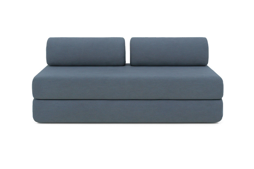 Canapé droit convertible 3 places - Tissu lisse - Bleu