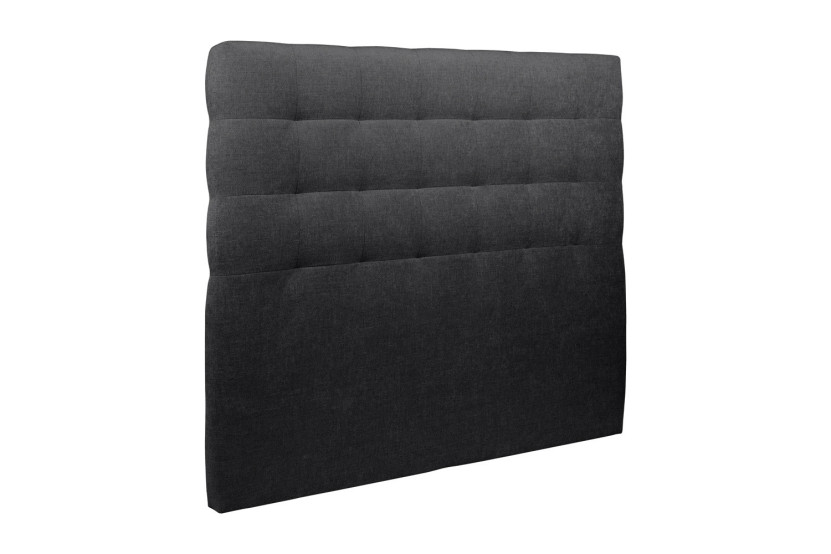 Lit coffre 200x200 cm avec Tête de lit capitonnée - Tissu Toile natté Noir