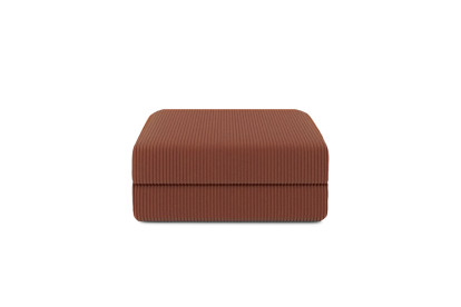 Canapé d'angle 4 places - 2 modules convertibles : Canapé 3 places + Pouf - Velours côtelé Terracotta