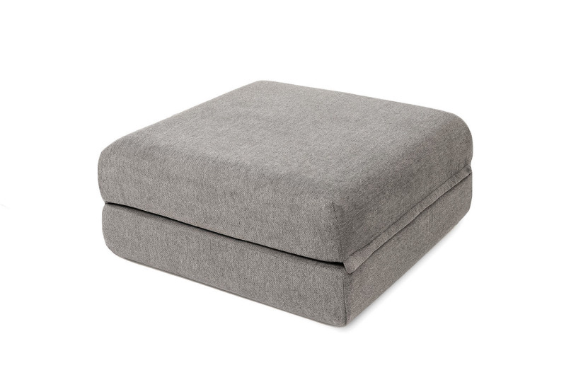 Canapé d'angle convertible 6 places - Tissu lisse - Gris