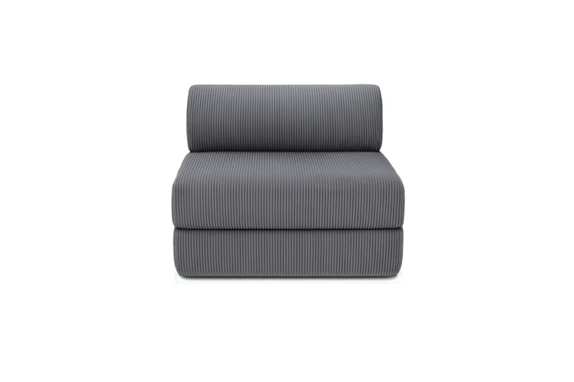 Fauteuil convertible et modulable - Velours côtelé - Gris