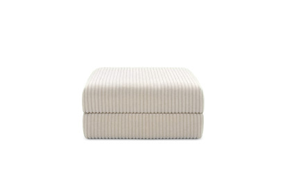 Canapé d'angle 4 places - 2 modules convertibles : Canapé 3 places + Pouf - Velours côtelé XL Blanc