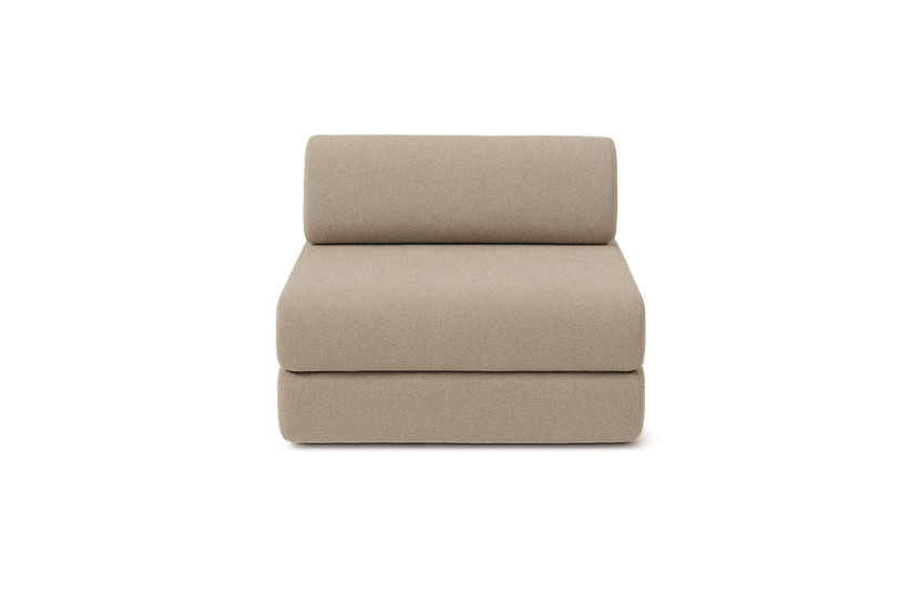 Canapé droit convertible 3 places - Tissu lisse - Marron