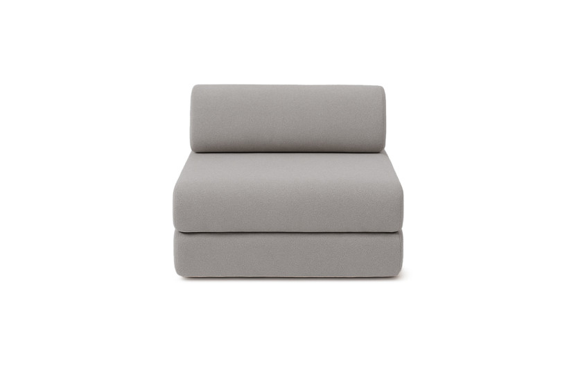 Canapé droit convertible 4 places - Tissu lisse - Gris clair