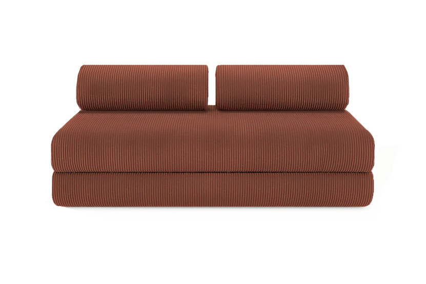 Canapé droit convertible 4 places - Velours côtelé - Terracotta
