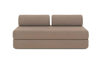 Canapé d'angle 6 places - 3 modules convertibles : Canapé 3 places + Fauteuil + Pouf - Tissu lisse Marron