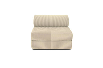 Canapé d'angle 6 places - 3 modules convertibles : Canapé 3 places + Fauteuil + Pouf - Velours côtelé Beige