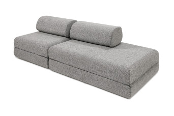 Canapé droit convertible 3 places - Tissu tweed - Gris