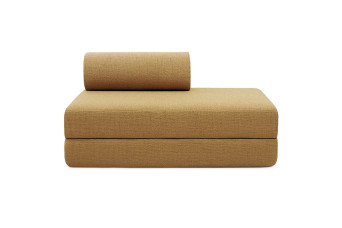 Canapé droit convertible et modulable 2 places - Tissu tweed - Jaune