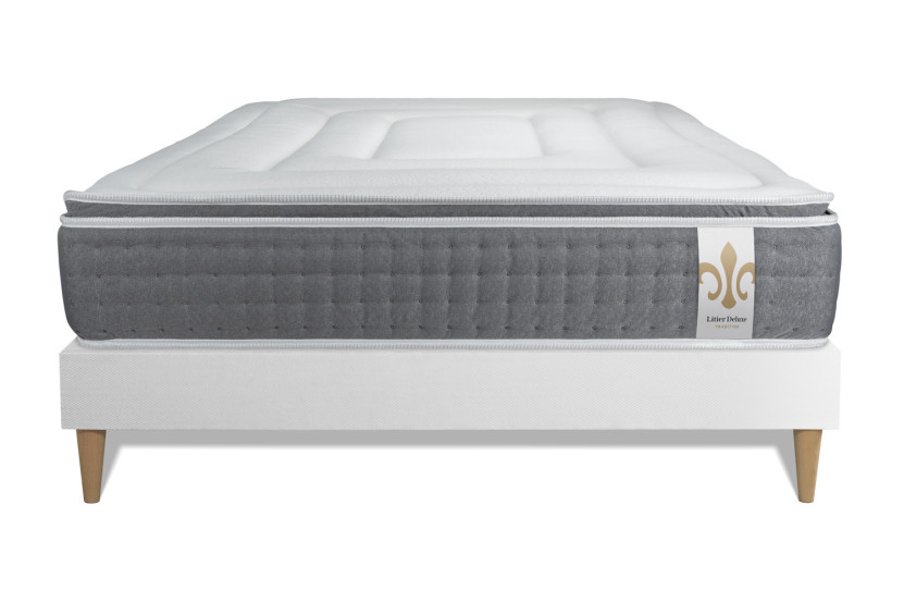 Ensemble Matelas Sommier 160x200 cm - Sommier Blanc (déjà monté) - Vingt-Six PLUS