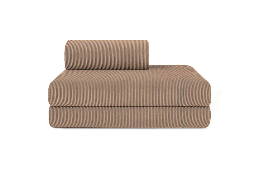 Canapé droit convertible et modulable 2 places - Velours côtelé - Taupe