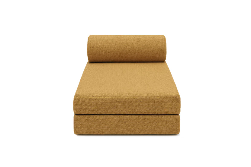 Canapé d'angle convertible 6 places - Tissu tweed - Jaune