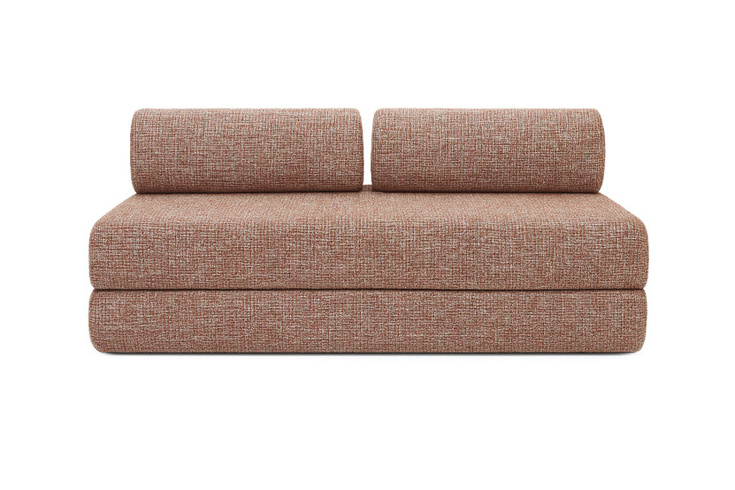 Canapé d'angle convertible 6 places - Tissu tweed - Rouge
