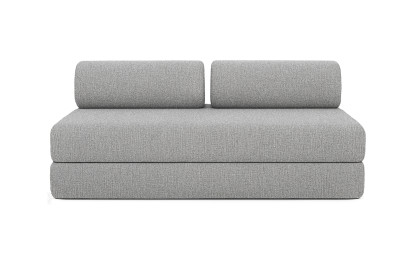 Canapé d'angle 4 places - 2 modules convertibles : Canapé 3 places + Pouf - Tissu tweed Gris