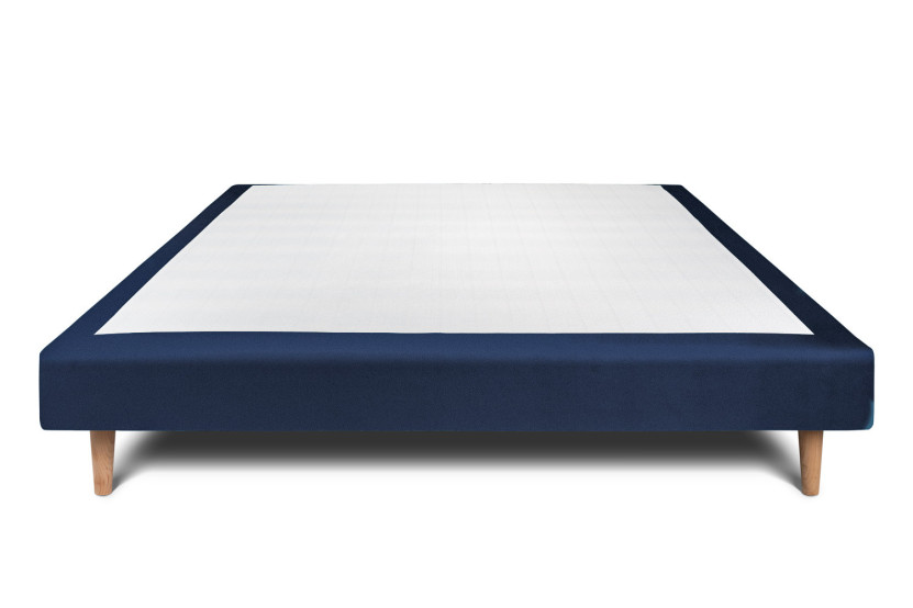 Sommier Tapissier 135x190 cm - Velours - Bleu océan