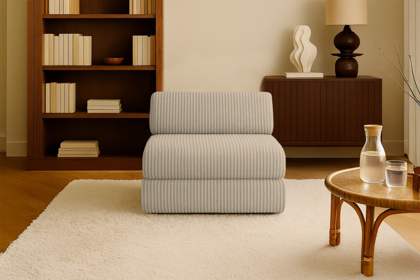 Fauteuil convertible et modulable - Velours côtelé XL - Taupe