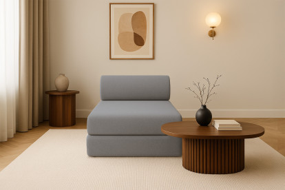 Méridienne convertible et modulable - Tissu lisse Gris