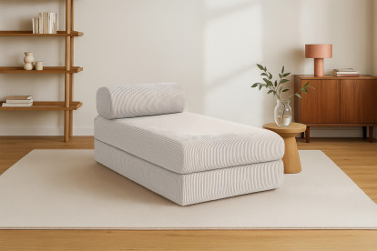 Méridienne convertible et modulable - Velours côtelé Blanc