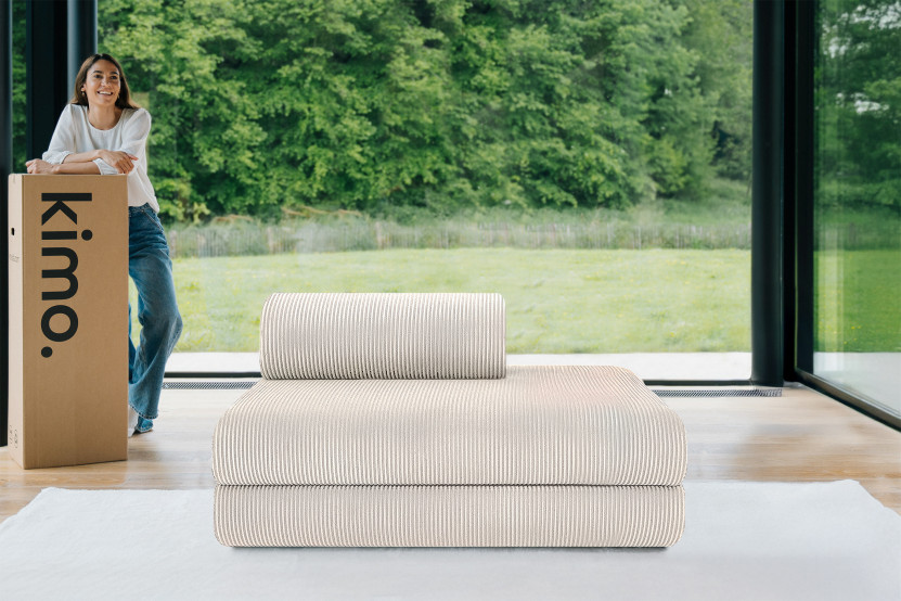 Canapé droit convertible et modulable 2 places - Velours côtelé - Blanc