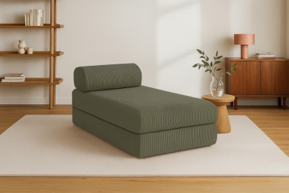 Méridienne convertible et modulable - Velours côtelé Vert