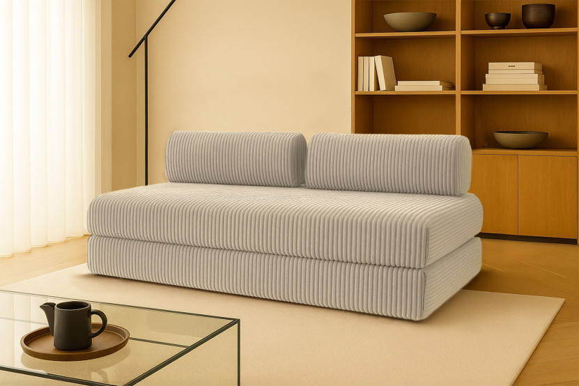 Canapé droit convertible 3 places - Velours côtelé XL - Taupe