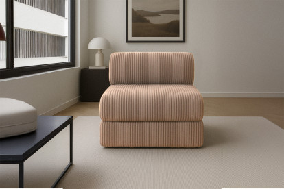 Fauteuil convertible et modulable - Velours côtelé XL Marron