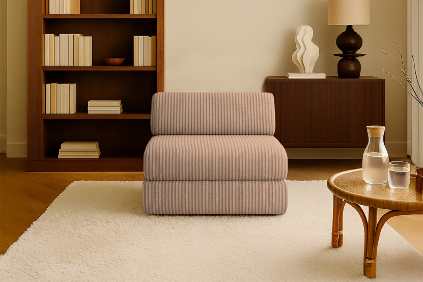 Fauteuil convertible et modulable - Velours côtelé XL - Marron
