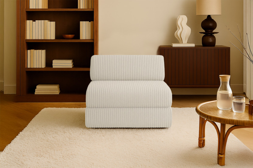 Fauteuil convertible et modulable - Velours côtelé XL - Blanc