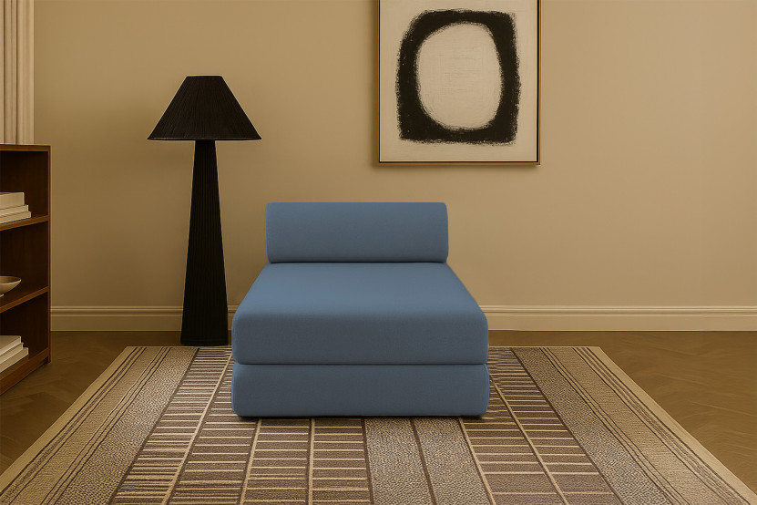 Méridienne convertible et modulable - Tissu lisse - Bleu
