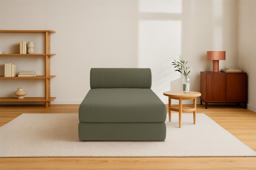 Méridienne convertible et modulable - Velours côtelé - Vert