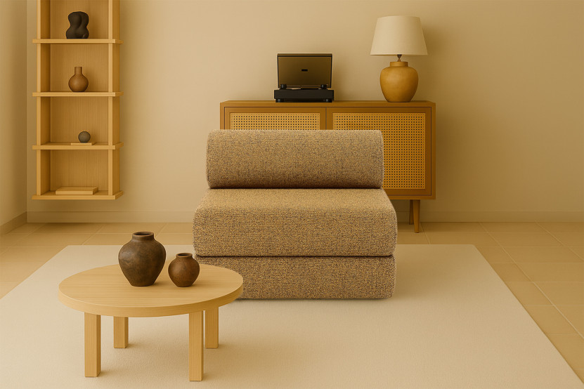 Fauteuil convertible et modulable - Tissu tweed - Jaune