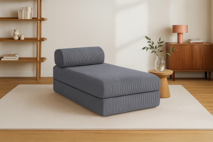 Méridienne convertible et modulable - Velours côtelé Gris
