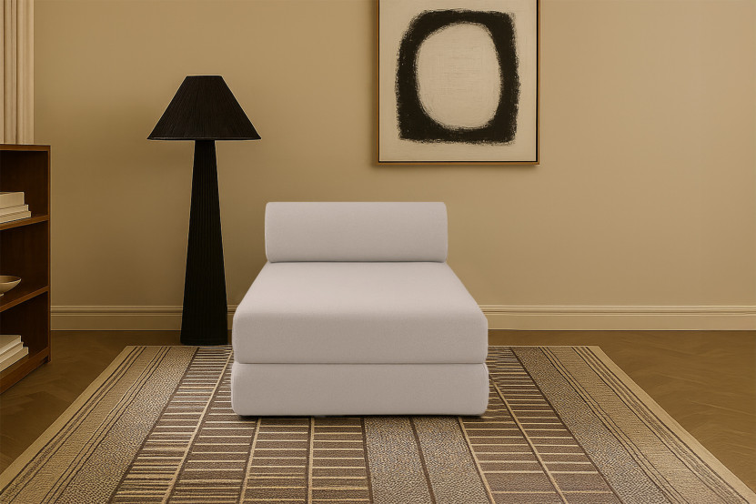 Méridienne convertible et modulable - Tissu lisse - Beige