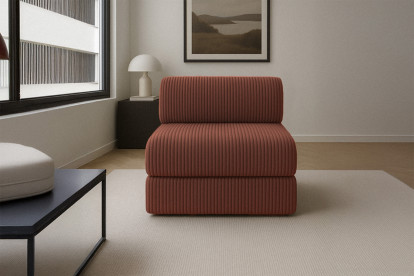 Fauteuil convertible et modulable - Velours côtelé XL Terracotta