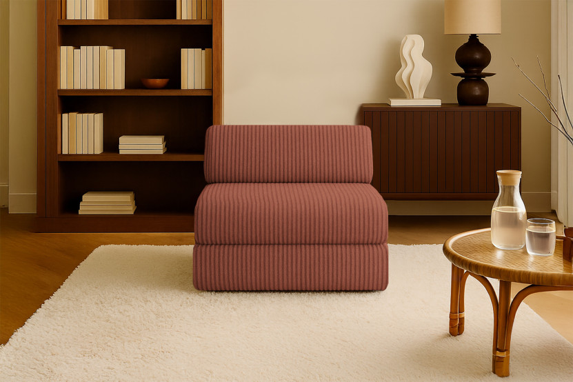 Fauteuil convertible et modulable - Velours côtelé XL - Terracotta