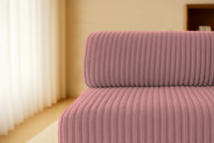 Canapé droit convertible 5 places - Velours côtelé XL - Rose