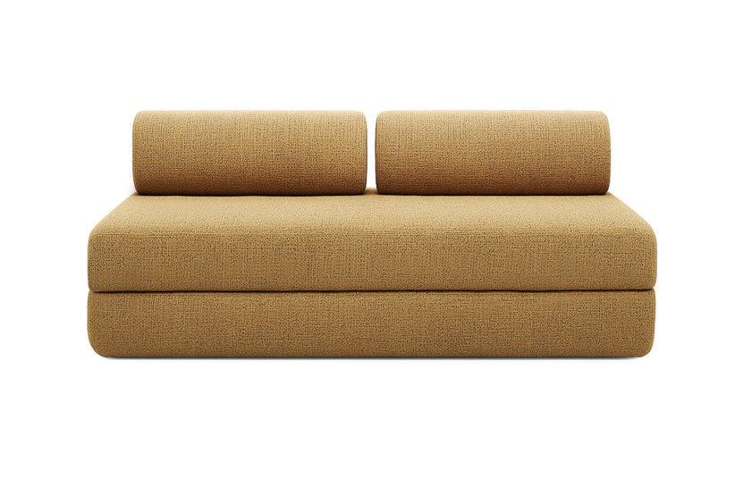 Canapé d'angle convertible 6 places - Tissu tweed - Jaune