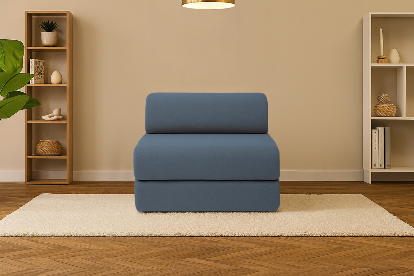 Fauteuil convertible et modulable - Tissu lisse - Bleu